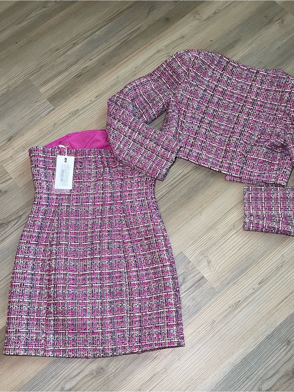 Endless Rose Pink Multi-Tone Tweed Dress + Blazer Set Size Small NWT - Picture 6 of 6